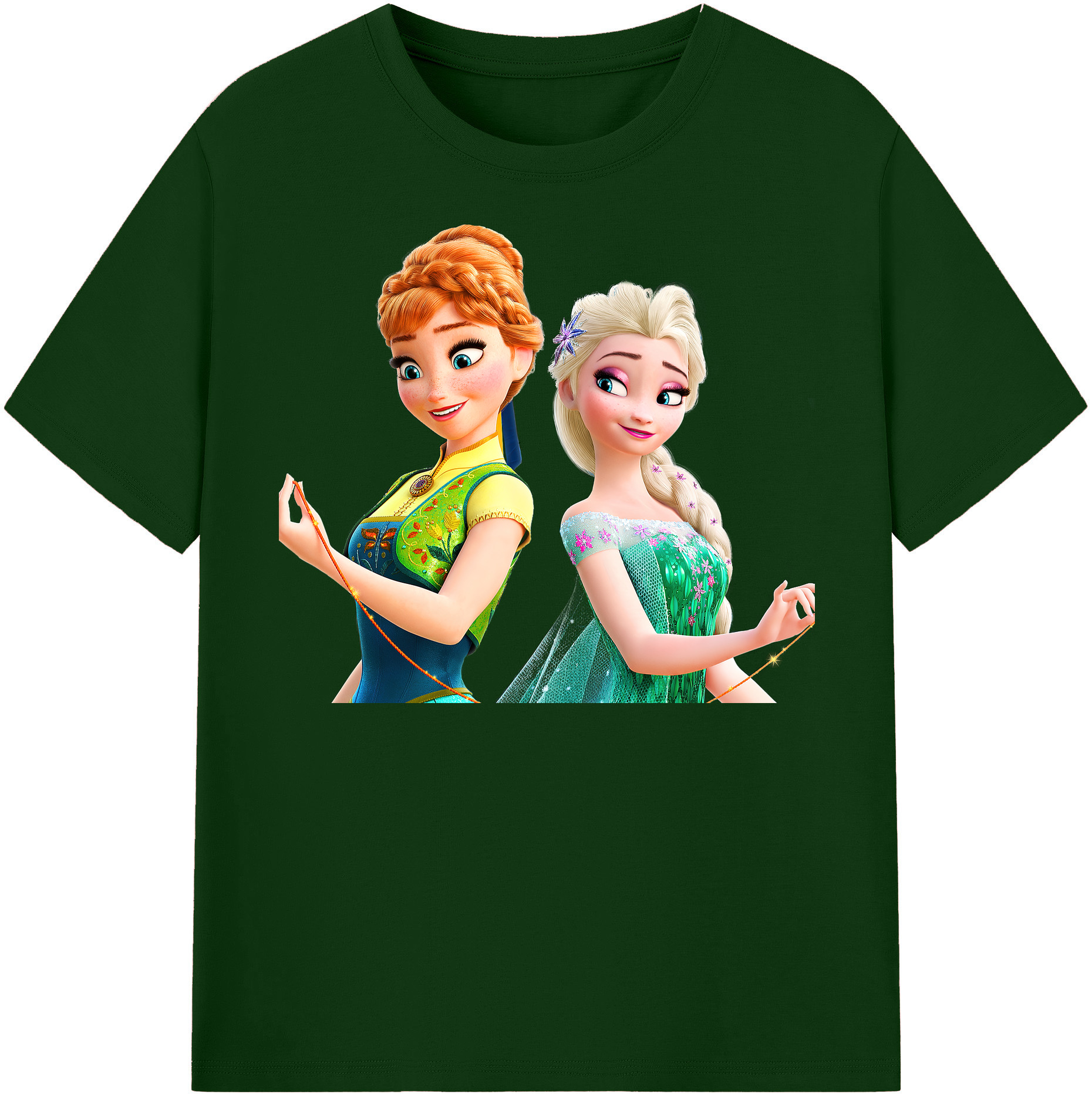 （画像用） アナと雪の女王 アンナ エルサ Frozen Anna Elsa 綿100％半袖Tシャツ（フロントプリント）